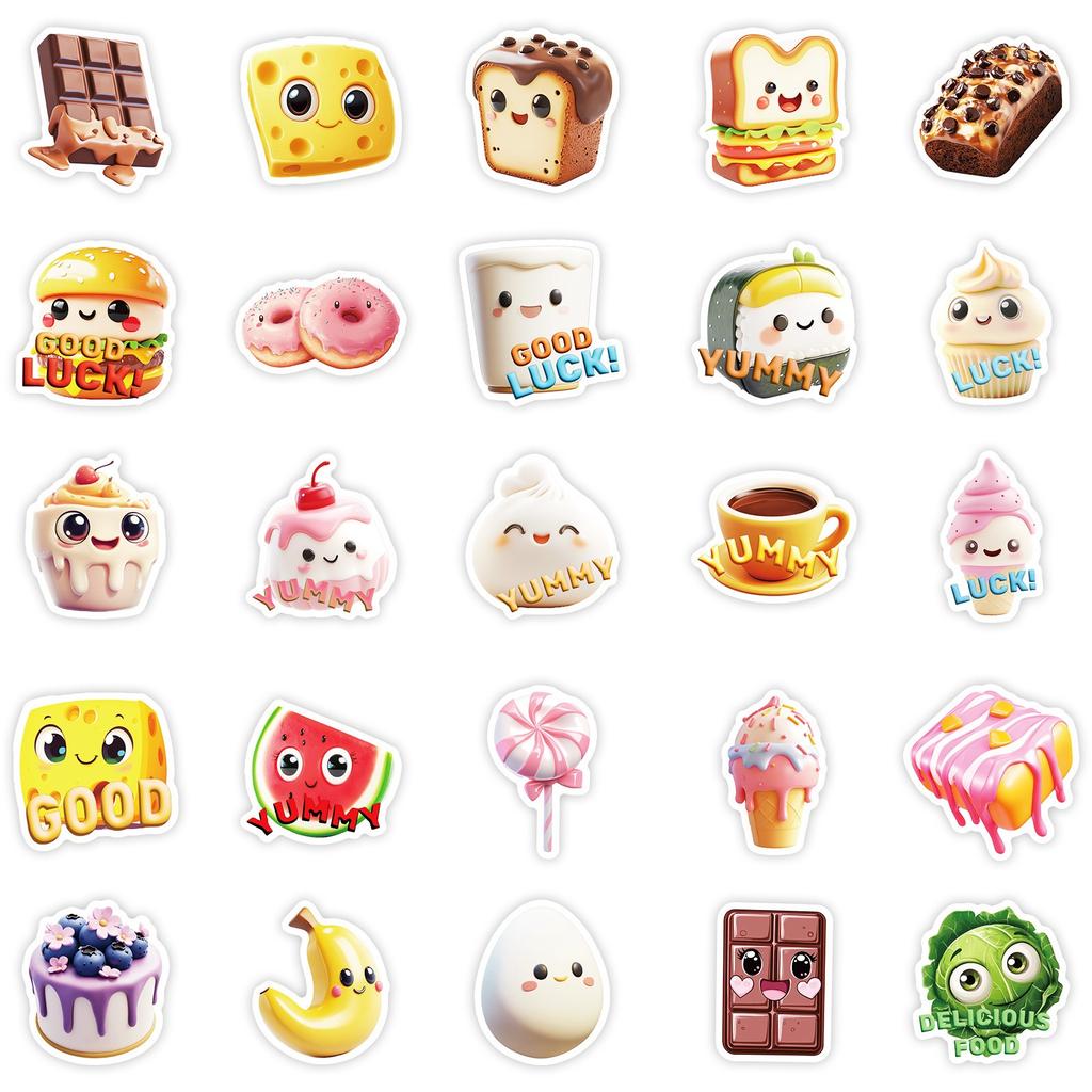 50pcs Creative Cute PVC Stickers For Water Cups, Luggage, Notebooks, Scooters, Motorcycles