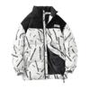 Men's and Women's Hong Kong Style Stand-up Collar Letter Splicing Autumn and Winter Thickened Velvet Jacket Men's Padded Jacket Couple Clothing