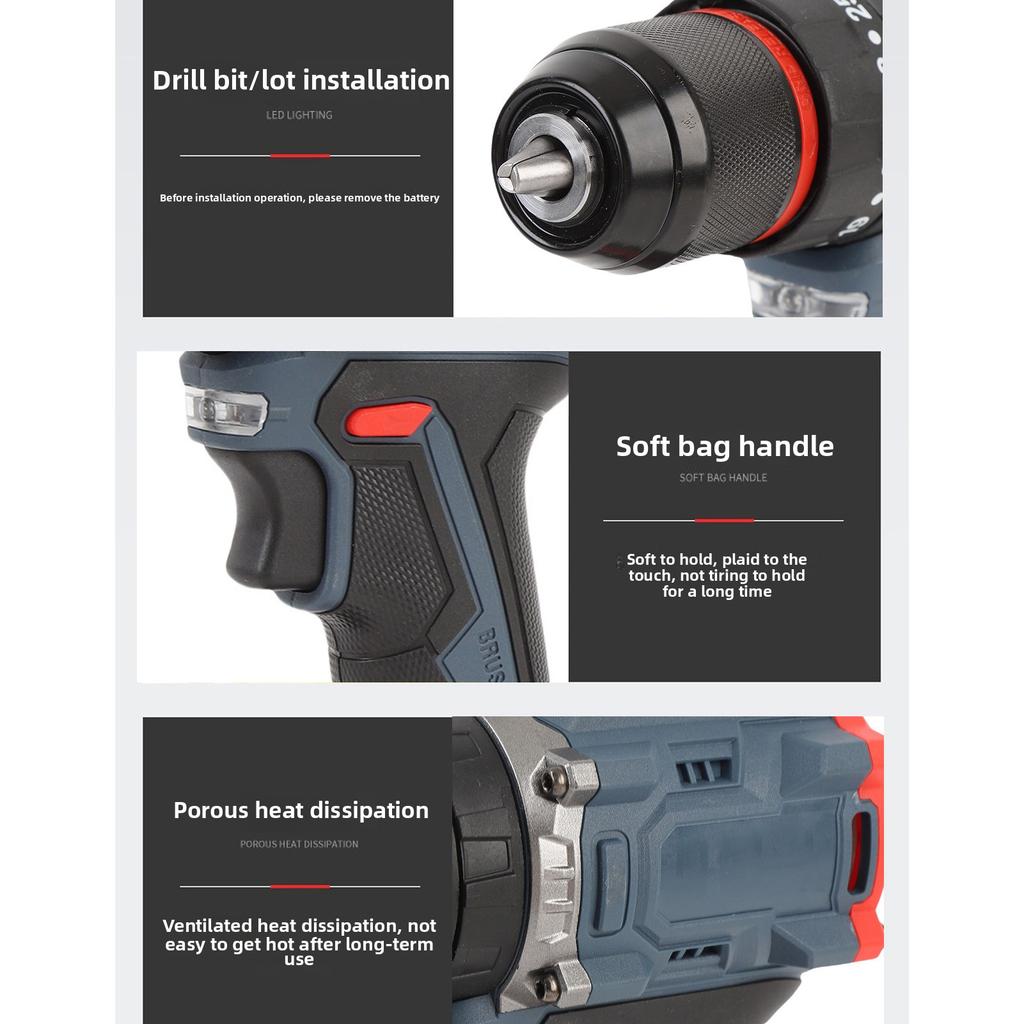 Cordless Drill Cordless Drill Set 1500RPM 25 Torsion Settings Electric Power Drill Driver with LED Light for Home Maintenance