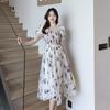 2026 Women's French Floral Puff Sleeve Summer Dress: New Style, Fresh & Gentle, Waist-Cinched, Slimming Skirt