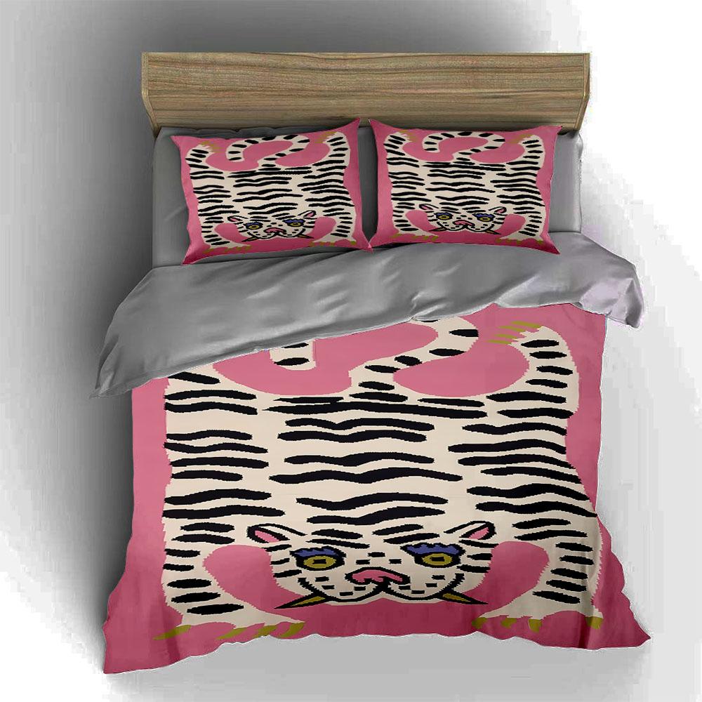 Pink Tiger Motif Bedding Duvet Cover Sets Duvet Covers Pillowcases Gifts (1 * Duvet Cover 2 * Pillowcases, Without Duvet Insert)