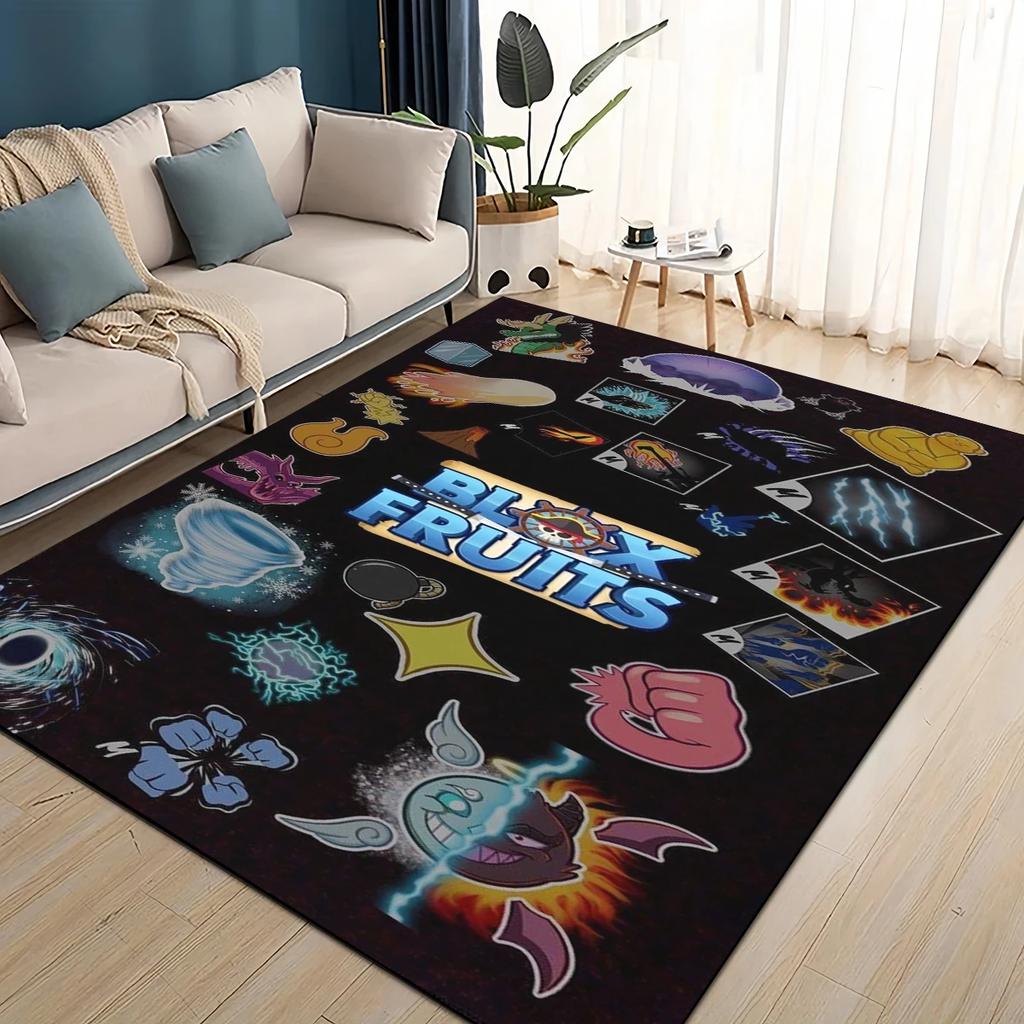 3D B-Blox Fruit 27 Style New Cartoon Carpet Rug for Living Room Bedroom Home Sofa Decoration,Kids Play Non-slip Floor Mat