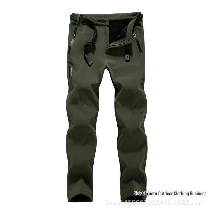 New Winter Softshell Fleece-Lined Waterproof Couples' Hiking Pants, Windproof, Plus Size for Men and Women