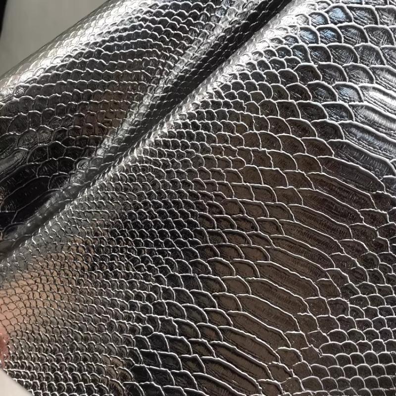 100x137cm Leather Dragon Scale Metal Fabric Artificial PU Eco-friendly Soft Fabric For handmade DIY Background Wall Hard Bag