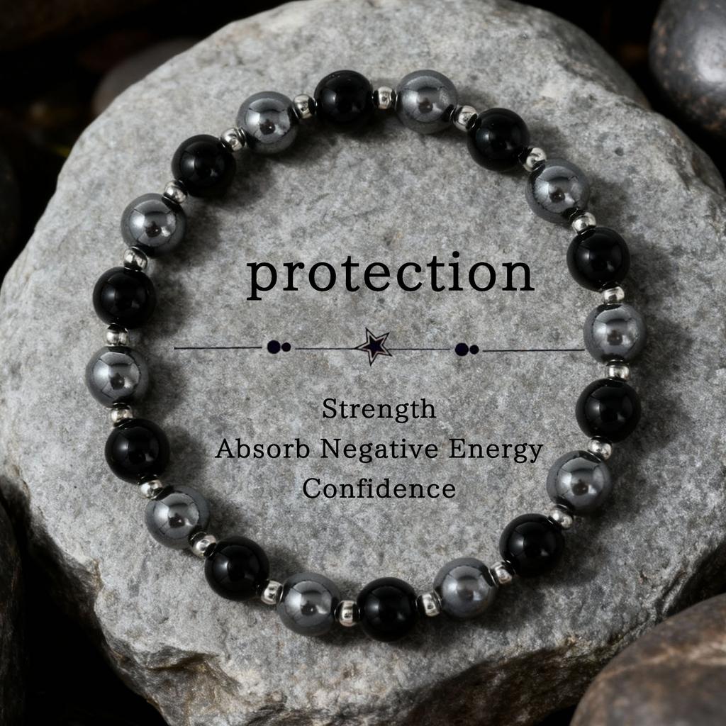 Simple men's bracelet, black iron gallstone bracelet, batch goods, European and American street bracelet beads.