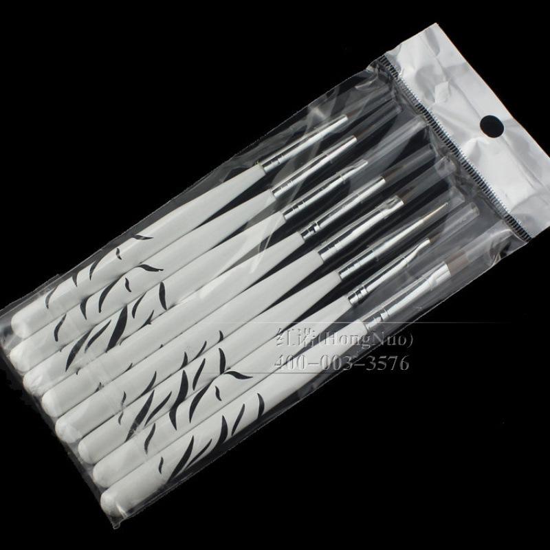 Zebra Stripe 8-Piece Nail Art Brush Set - Painting, Liner, Carving, and Dotting Tools