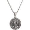 Collana Medaglia dell'Esorcismo di San Benedetto - Ciondolo Croce Romana Cristiana Cattolica in Acciaio Inossidabile - Medaglia Amuleto Santo Patrono Gioielli Religiosi
