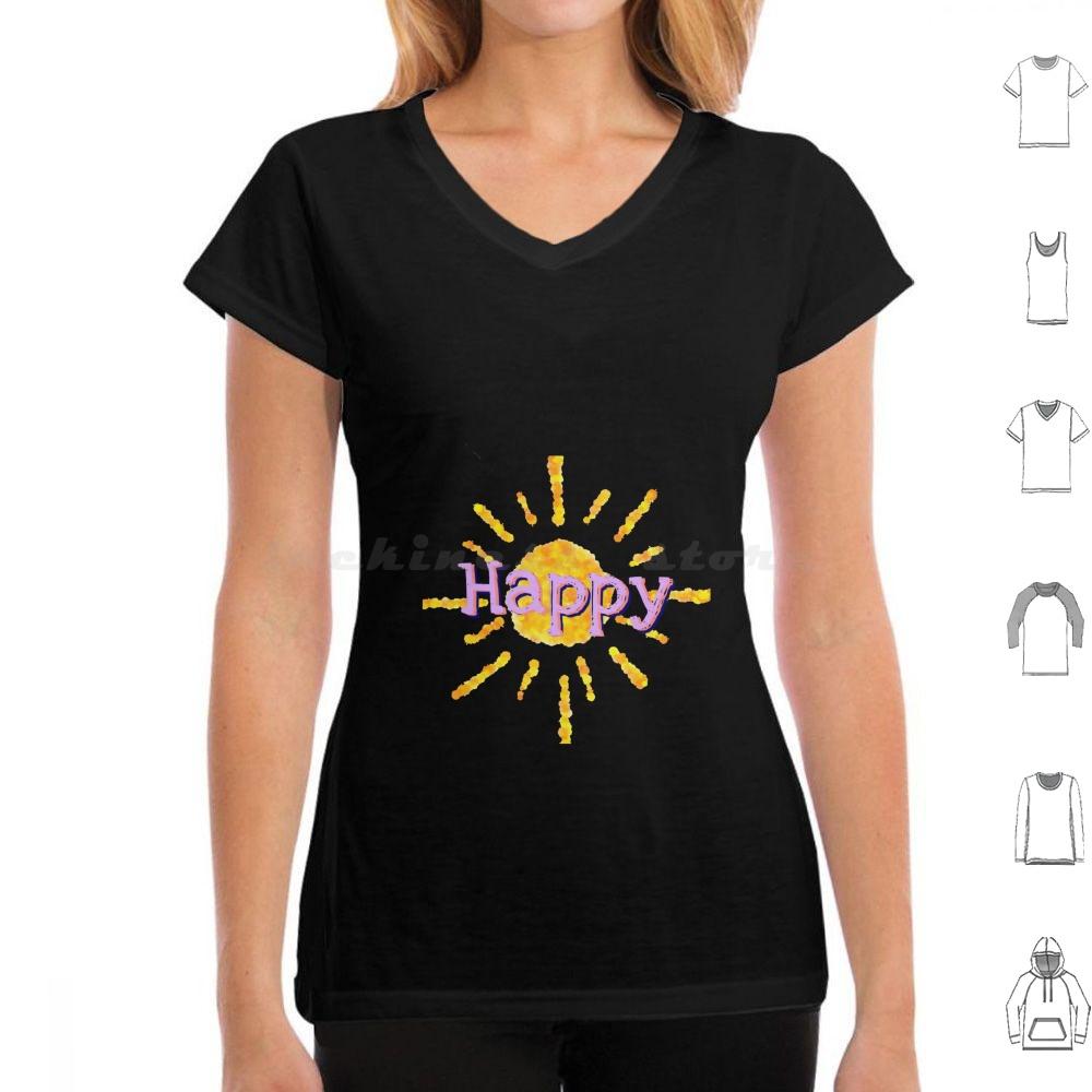 Happy T Shirt 6xl Cotton Cool Tee Happy Happiness Sun Sunshine Joy Color Colorful Beautiful