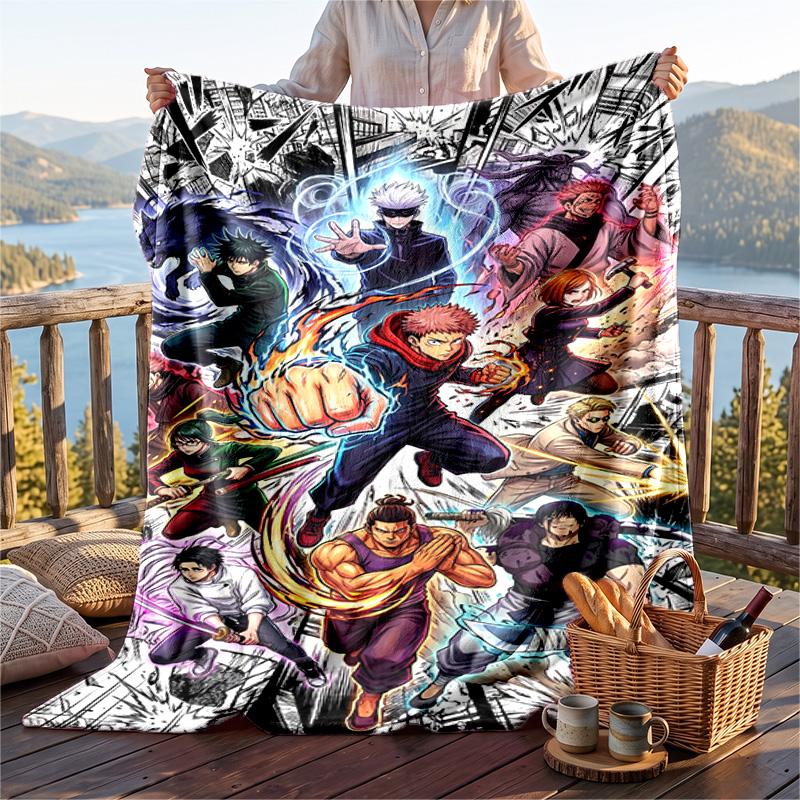 Warm Flannel Throw Blanket,Jujutsu Kaisen Lightweight Cozy Blanket For Bed Sofa And Daily Use