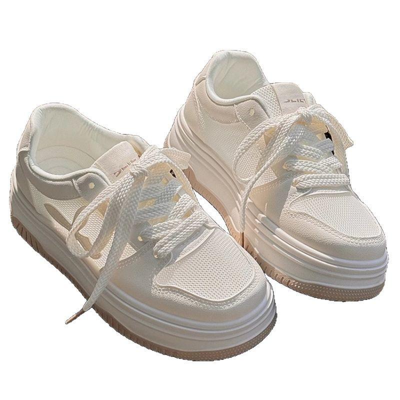 2025 New Summer Women's Shoes Little White Shoes Women's Mesh Shoes Breathable Thin Mesh Shoes Versatile Platform Sports Board Shoes