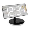Digital Alarm Clock with Wireless Charging RGB Mirror LED Display Bedside Clock with Adjustable Brightness Snooze for
