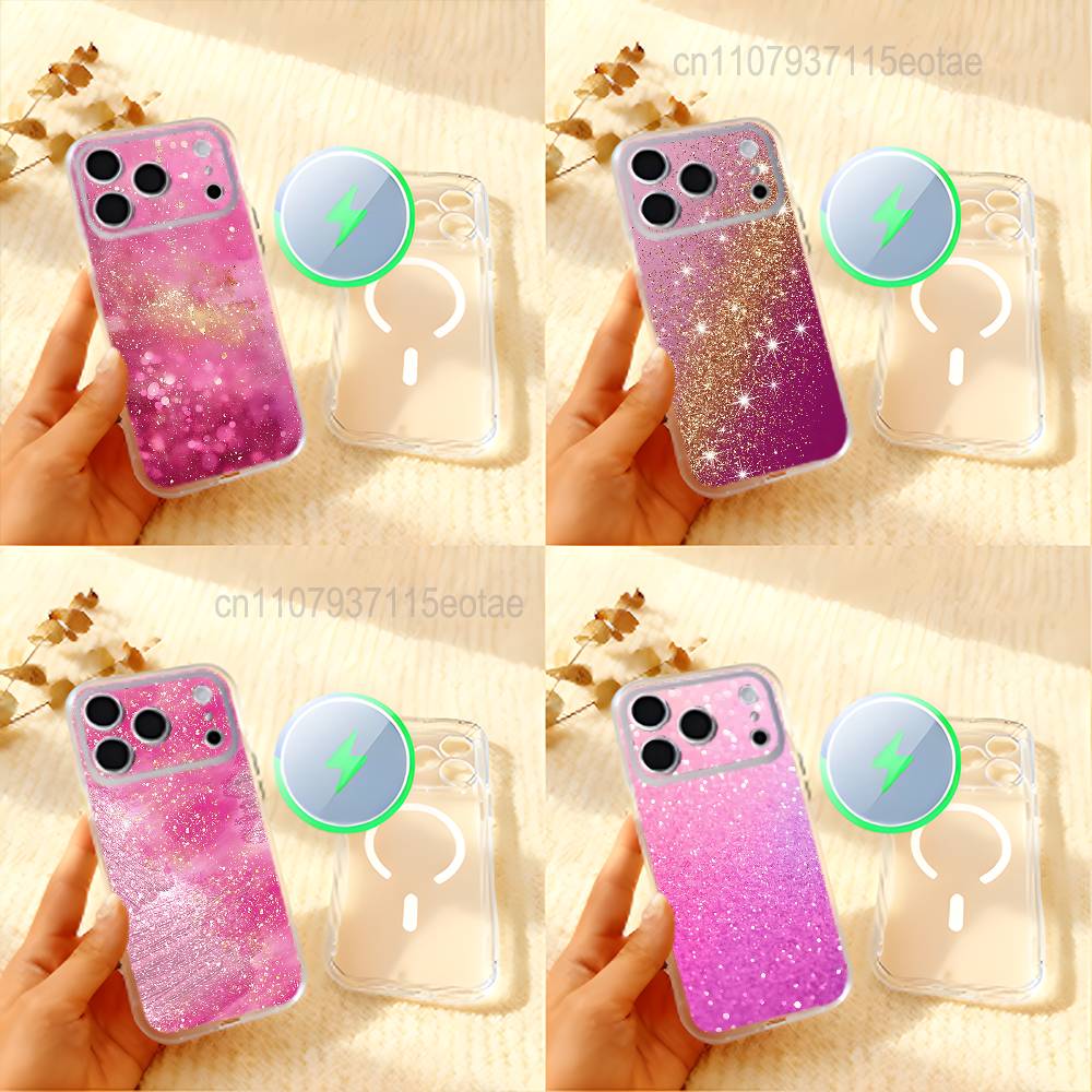 Dazzling Pink GIRL G-Glitter Phone Case For iPhone 17,16,15,14,13,12,11 Pro,Max,Plus,Mini,Air,E Magnetic Frosted Clear