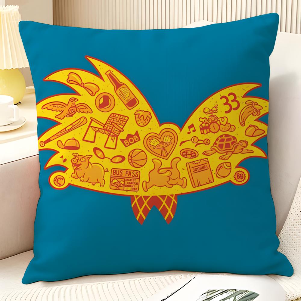Federa per Cuscino Cartone Animato Anime H-Hey Arnolds 2 Lino Naturale Tessuto Biologico Stampa Double-Sided Divano Decorazione Casa Regalo Federa per Cuscino