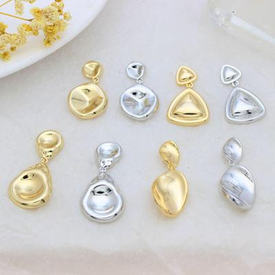 Gold-Tone Silver Needle Twisted Ripple Geometric Earrings