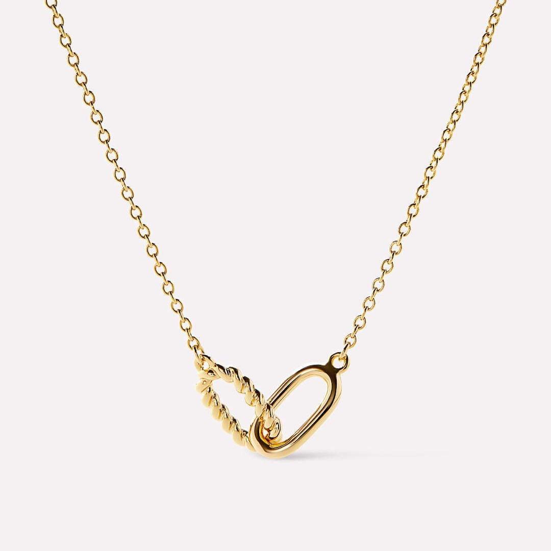 

Design Wind Double Ring Necklace Interlocking Circle Pendant Clavicle Chain Ladies Fashion Stainless Steel золотой