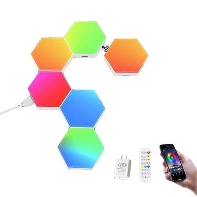LED RGB Lighting Hexagonal Light Hexagonal Wall Light DIY Light Atmosphere Light RGB with Remote Control with USB Adapter DIY Lighting USB APP Music