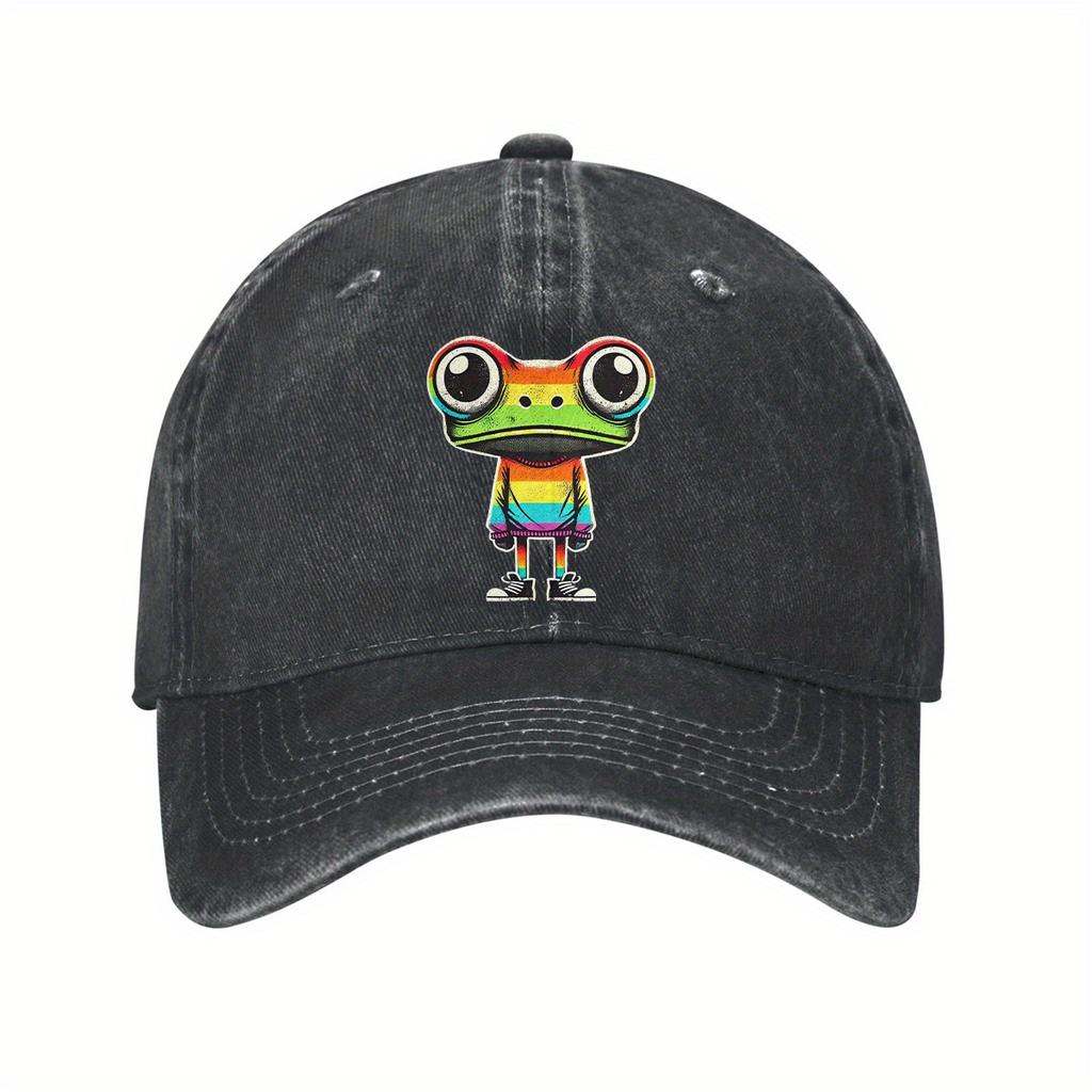 Unisex Frog In Sweater Baseball Cap Cotton Fits Men Women Washed Denim Adjustable Lightweight Dad Cap