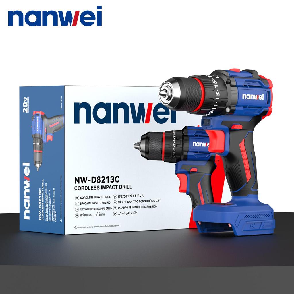 NANWEI 50 Nm 20V Electric Screwdriver with Impact Function, Brushless Motor