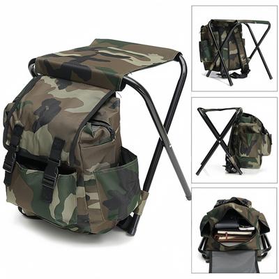 2 In 1 Portable Foldable Backpack Chair Light Fishing Stool Outdoor Mountaineering Bag Camping Traveling Hiking Equipment