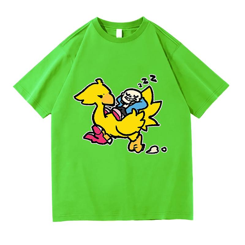 Sans and Chocobo Graphic T-shirts Unisex Fashion Cotton Tshirts Unisex Streetwear Hip Hop Cotton Loose Men/Women T Shirt Clothes