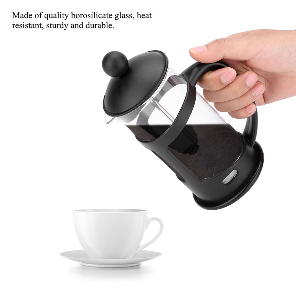 Portable Stainless Steel Glass Cafetiere French Press Maker Home Office Tea Coffee Pot(350mL)