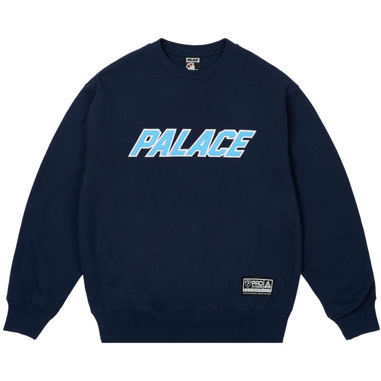 Palace Appliqué Team Crew Navy Unisex Tops Blue P28CS068
