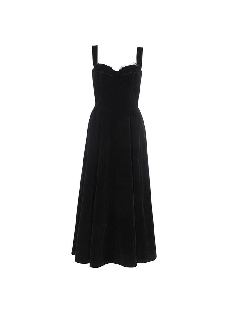 Retro Velvet Spaghetti Strap A-line Party Dress for Women