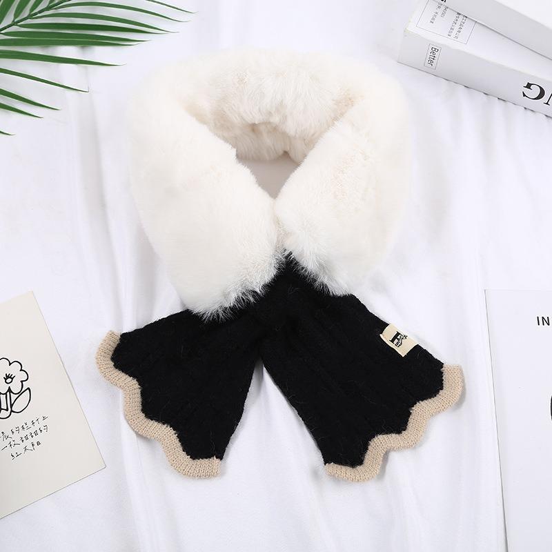 Winter New Woolen Scarve Female Lace Mermaid Warm Neck Cover Knitted Wool Collar Splicing Scarve Women's Scarve