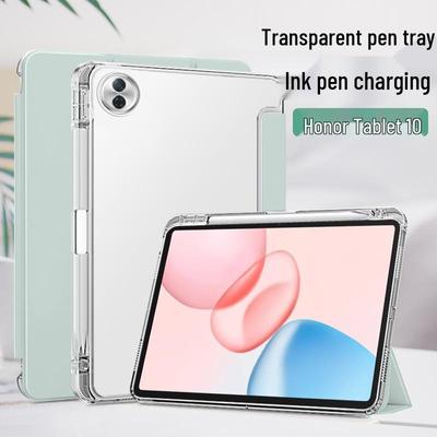 Honor Tablet 10 Magnetische Dreifach-Falthülle mit Stifthalter, Transparente, mattierte Softshell