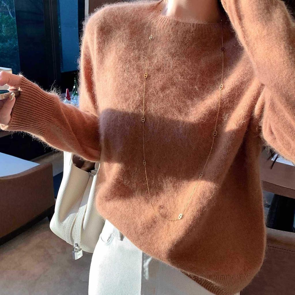 High-End Mulberry Silk Cashmere Brushed Knitwear - Quiet Luxury Style