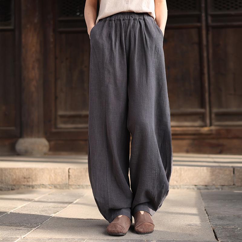 

Deer and Andy Women s Cotton Linen Loose Ramie Pants - Spring Collection, Versatile Casual Chinese Style Straight-Leg Pants. M