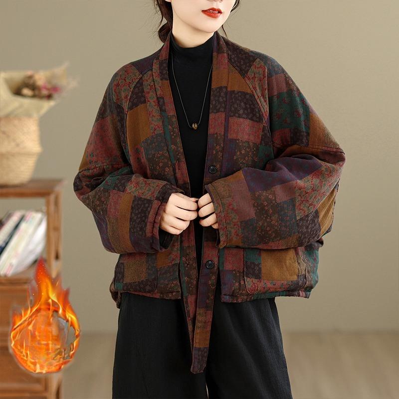 DIMANAF Nouveau Manteau Automne Hiver Grande Taille Femme Vestes Basiques Manches Longues Vêtements d'Extérieur Amples Décontractés Vintage