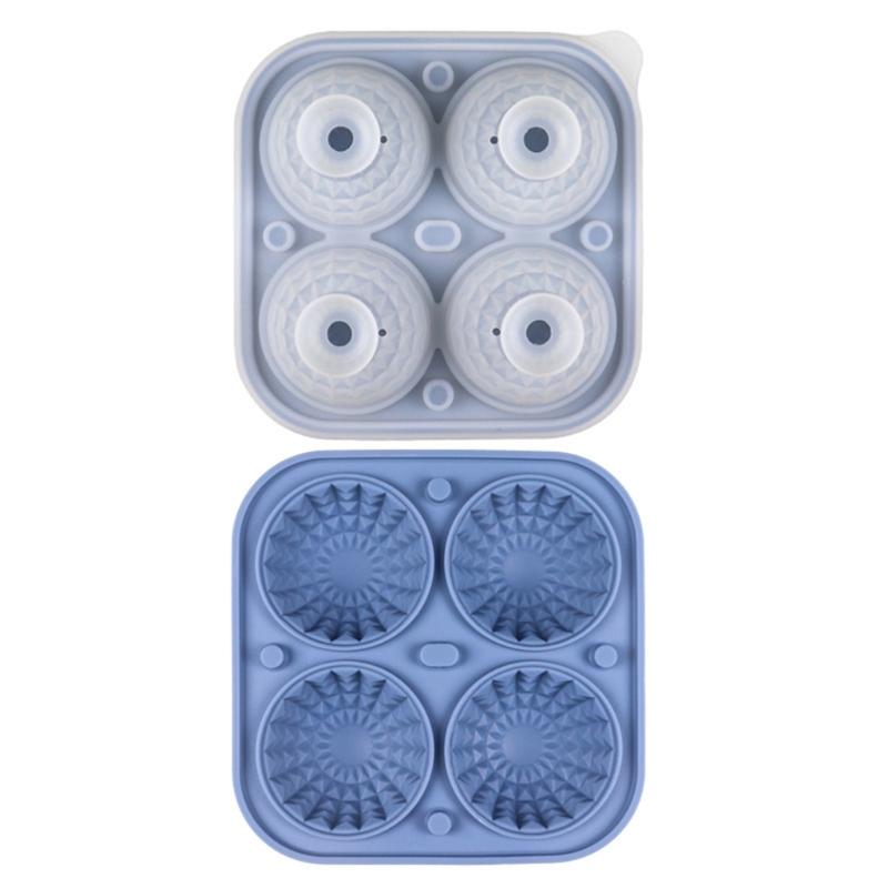 Ice Cube Tray for Freezers 4 Grid Silicone Molds Square Round Ice Makered for Whiskeys Cocktails Bar Tool Easy To Release