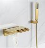 Tuqiu Set Doccia Vasca da Bagno Grigio Montaggio a Parete Rubinetto per Vasca da Bagno Oro Spazzolato Miscelatore per Vasca e Doccia a Cascata per Bagno Ottone Nuovo