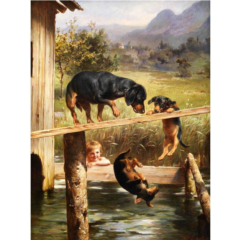 5D-Diamantgemälde zum Selbermachen, glückliche Kindheit, Diamant-Stickerei, Kreuzstich-Set, komplettes Strass-Mosaik, Heimdekoration