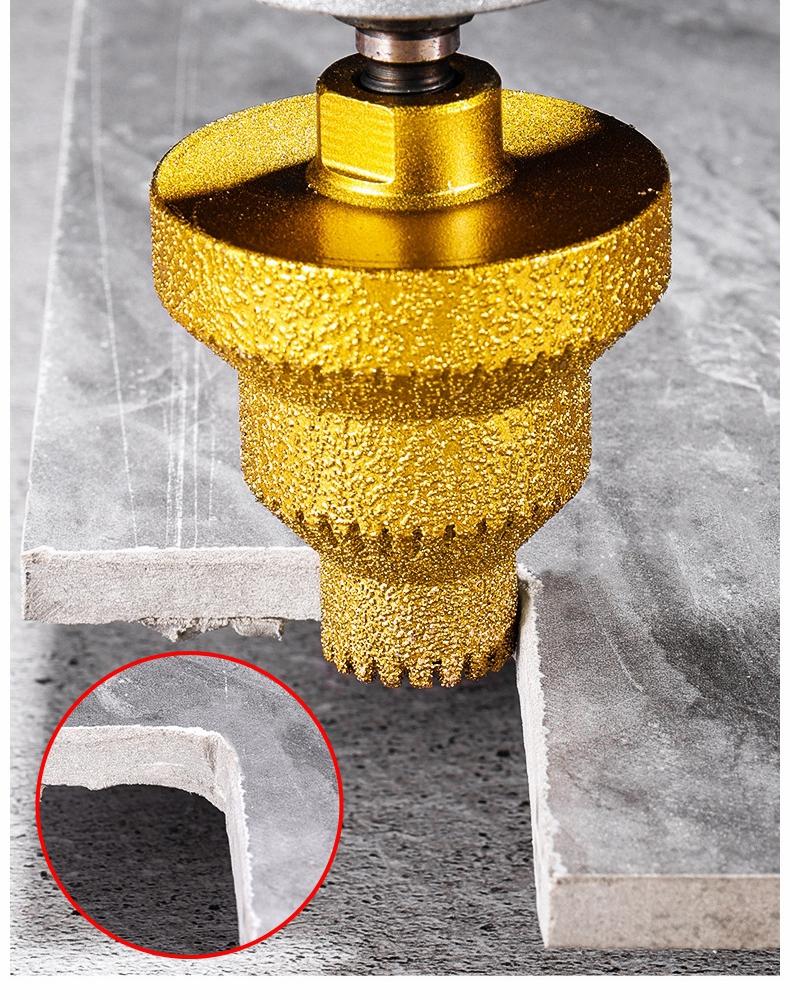 Brazed Pagoda Drill Bit M10 Diamond Chamfer Router Tower Drill Tile Stone Rock Plate Drill Reaming Integrated Bit Diamond Tools