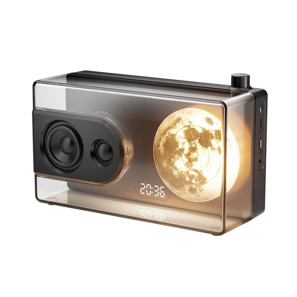 Glow-Moon Bluetooth-Lautsprecher – Nachtlicht, Wecker, Weißes Rauschen & Drahtloser Lautsprecher in Stilvollem Acryl-Design