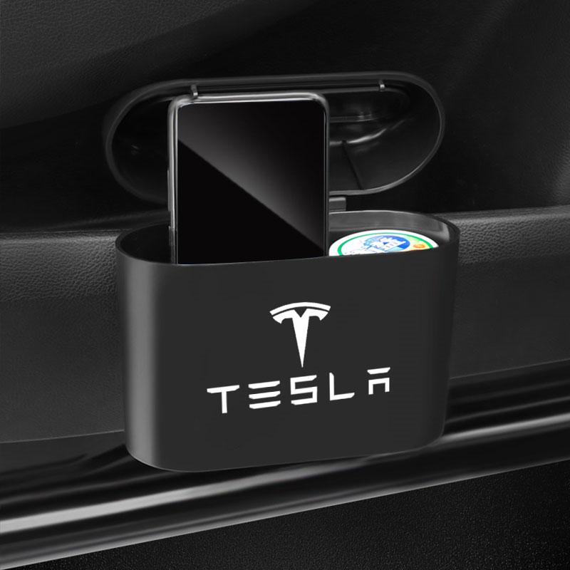 Car Vehicle Case Storage Box Black ABS Square Pressing Trash Can For Tesla Model 3 Model S Model X Y Roadster Performance