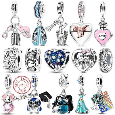 New Copper Charms Beads Starry Sky Ballet Shoes Love Heart Shape Pendant Fit Original Bracelet Diy Jewelry Gift