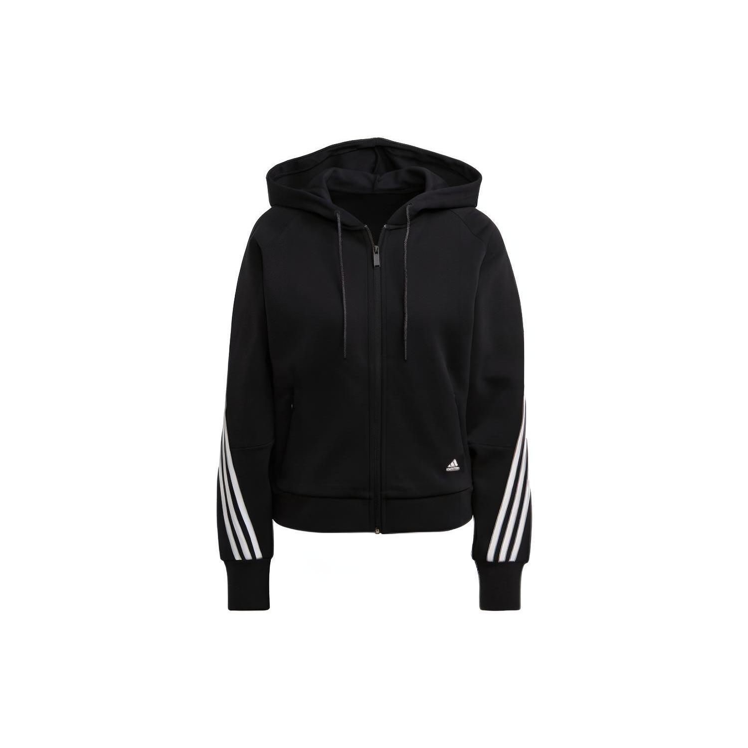 (WMNS) adidas Sportswear Wrapped 3-Stripes Full-Zip Hoodie Asia Sizing  Black White  Women s GL0339 XS