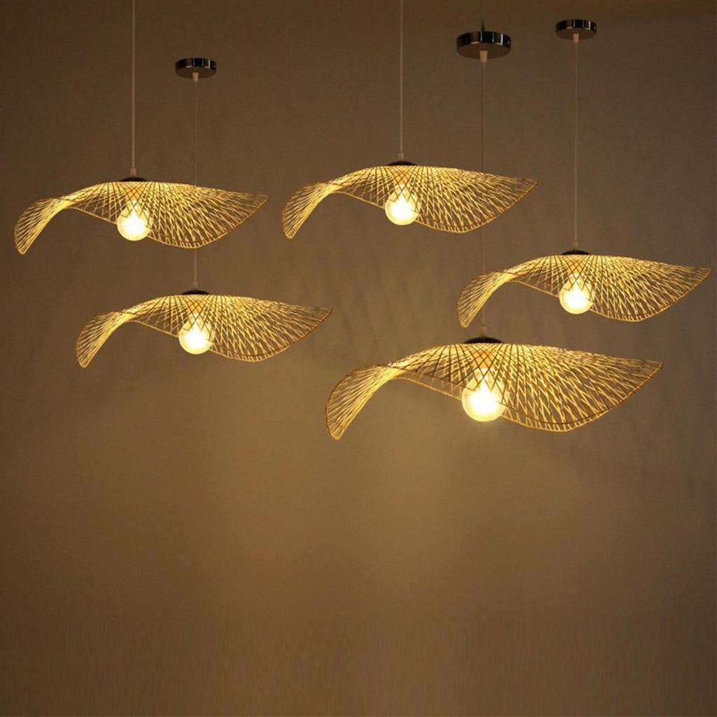 Restaurant Hanging Ceiling Lights Elegant Bamboo Wicker Chandelier Lamp Fixtures