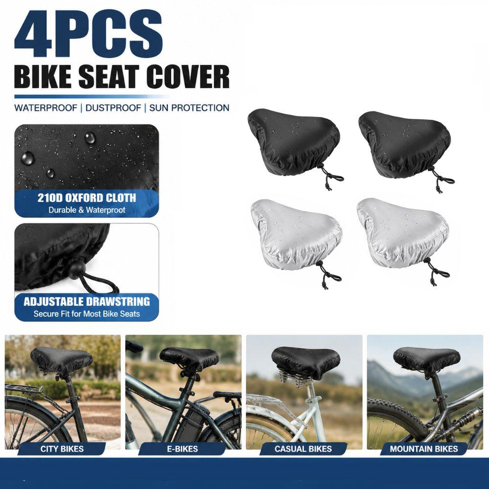 4PCS Washable Bicycle Saddle Cover with Drawstring Cycling Seat Cushion Cover  Bike Seat Protection