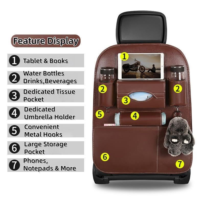Organizzatore di Tasche per Schienale Sedile Auto in Pelle PU Universale Borsa Organizer per Schienale Sedile Auto