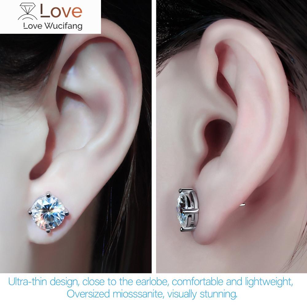 Total 6 .0 Carats Diamond Tested Pass Moissanite 18k White Gold Plated 925 Silver Earrings Jewelry Women 'S Girls Gifts