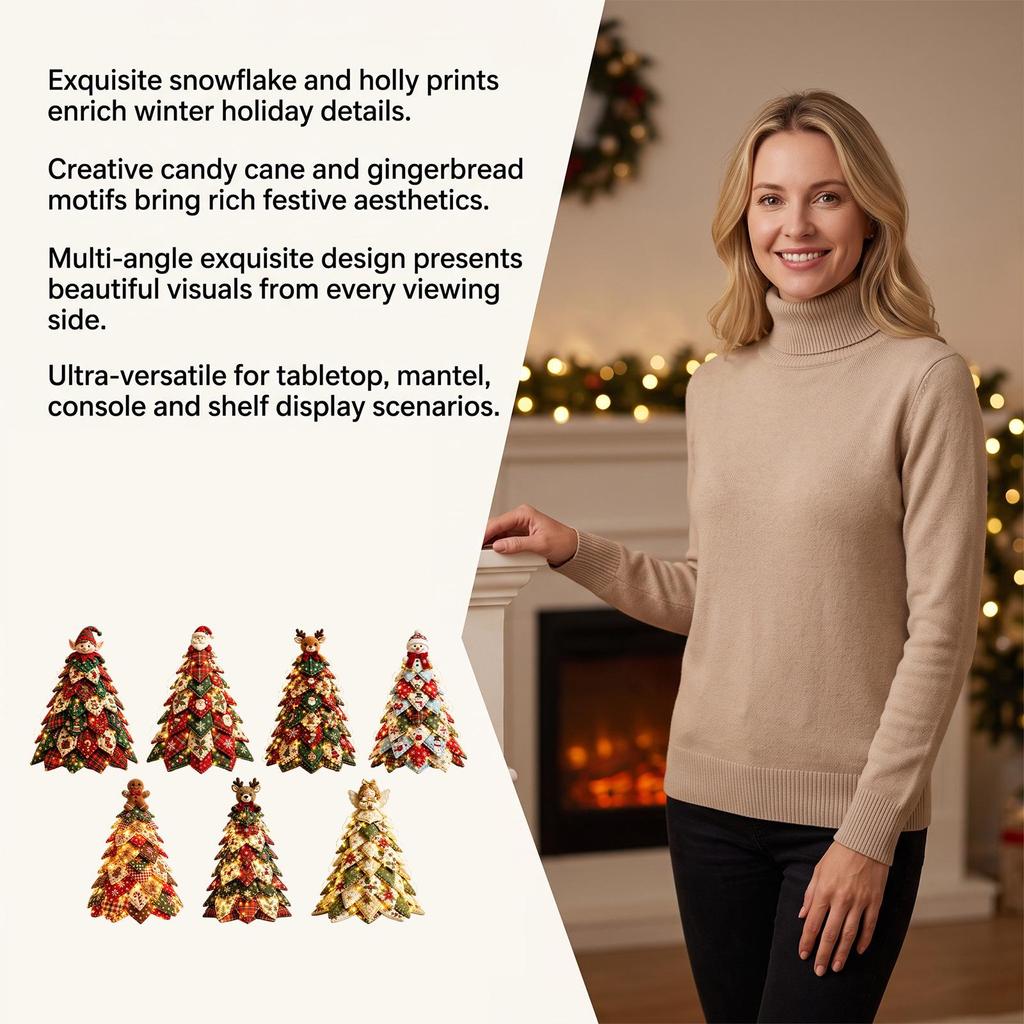 DOWMOO DIY Quilted LED Christmas Tree Set - Wear-Resistant Polyester Desktop Decoration Ornament