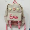 Personalized Hand-Embroidered Snap Backpack Travel Waterproof 2025 New Large Capacity Flower Decoration Simple Bags for Students