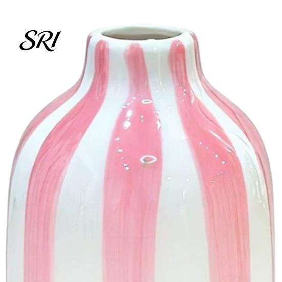 Vaso Smaltato ad Alta Temperatura Ceramica a Strisce Dipinto a Mano Moderno Nordico Boho Piccolo Contenitore Decorativo per Fiori per Tavolino Cucina Interno