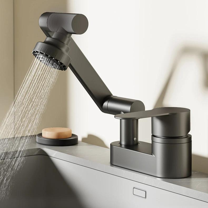2 Modes Spray Basin Faucets Bathroom Cold Hot Mixer Tap Toilet Countertop Faucet Deck Mounted 360° Rotation Sink Faucet
