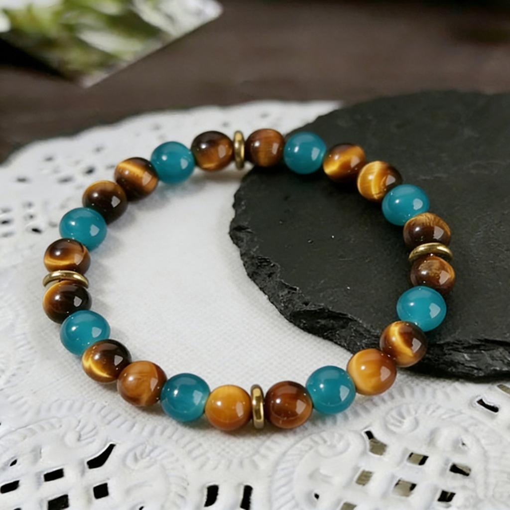 Bead Stone Bracelet, Vintage Multicolor Cardboard Lobster Clasp Bracelet Jewelry