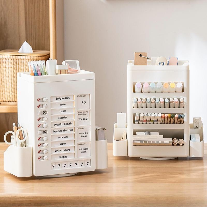 English Inner Pages Can Be Checked in, Desktop Storage Pen Holder, Rotating Learning and Office Desktop Storage Box